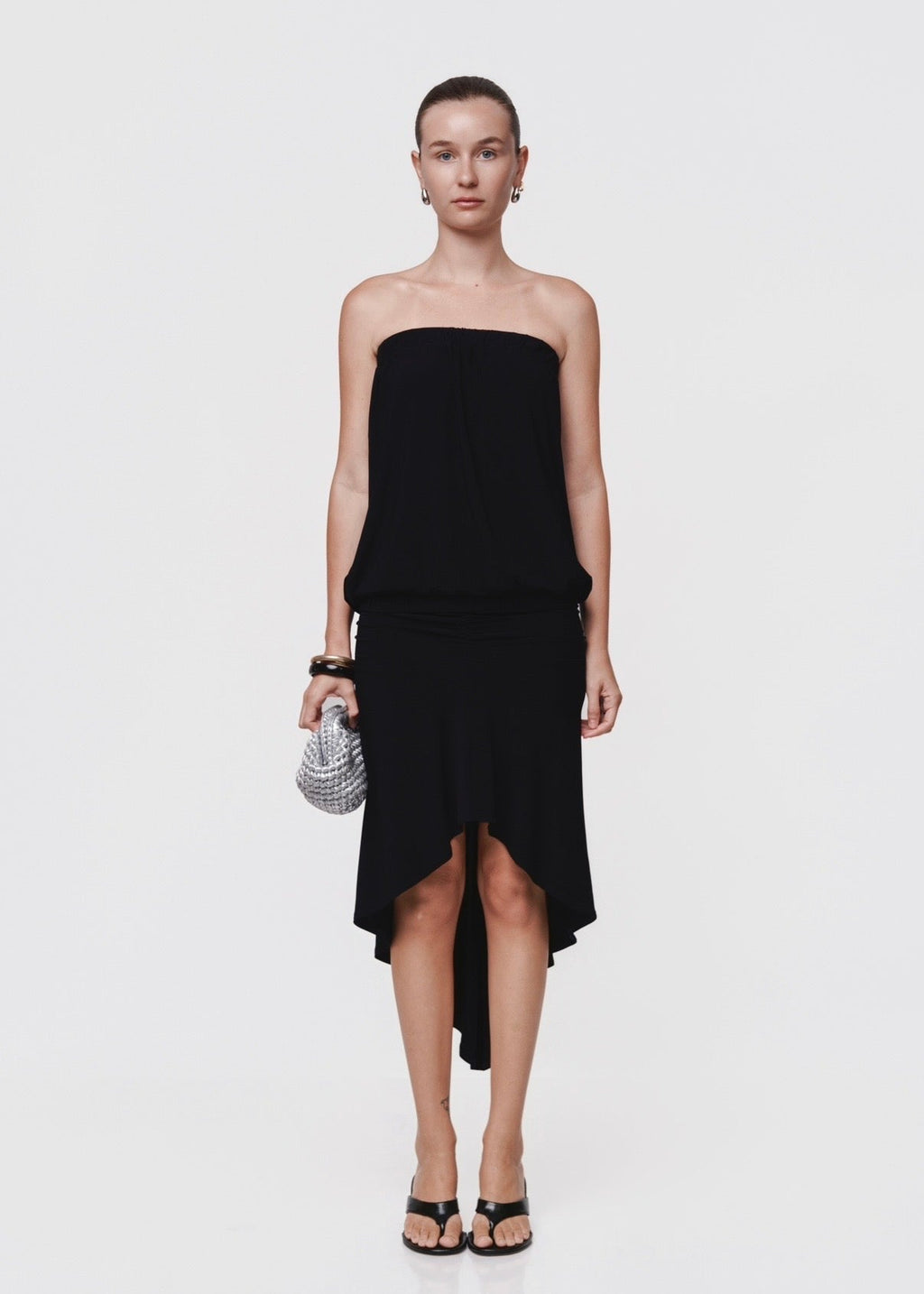 Asymmetric Skirt Set Black