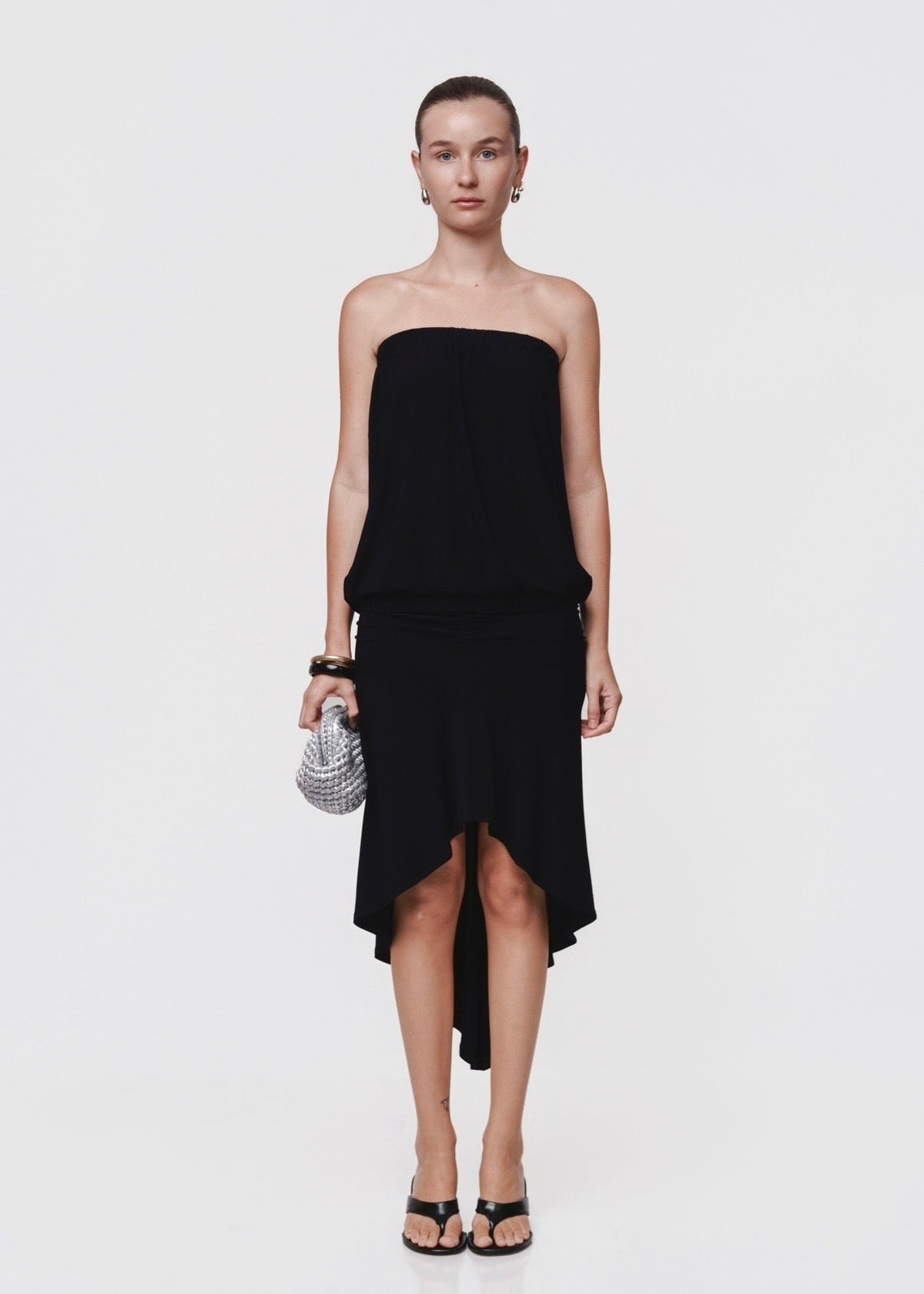 Asymmetric Skirt Set Black
