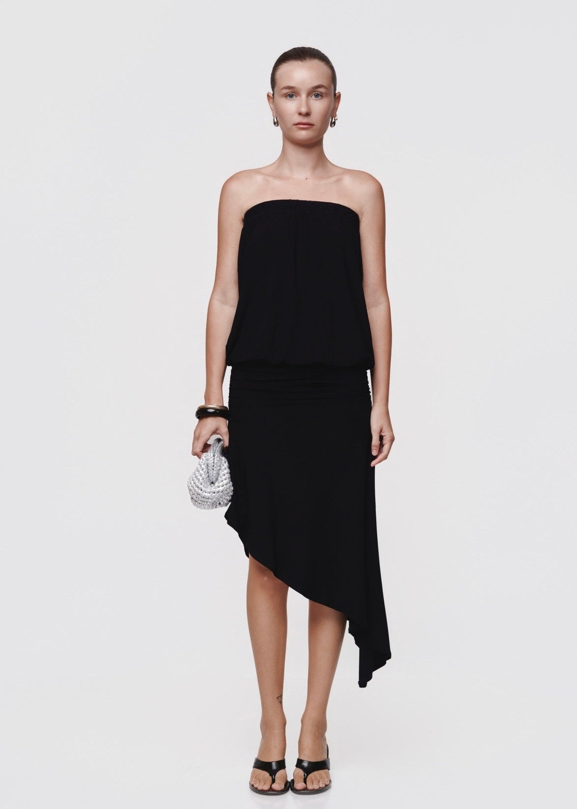 Asymmetric Skirt Set Black