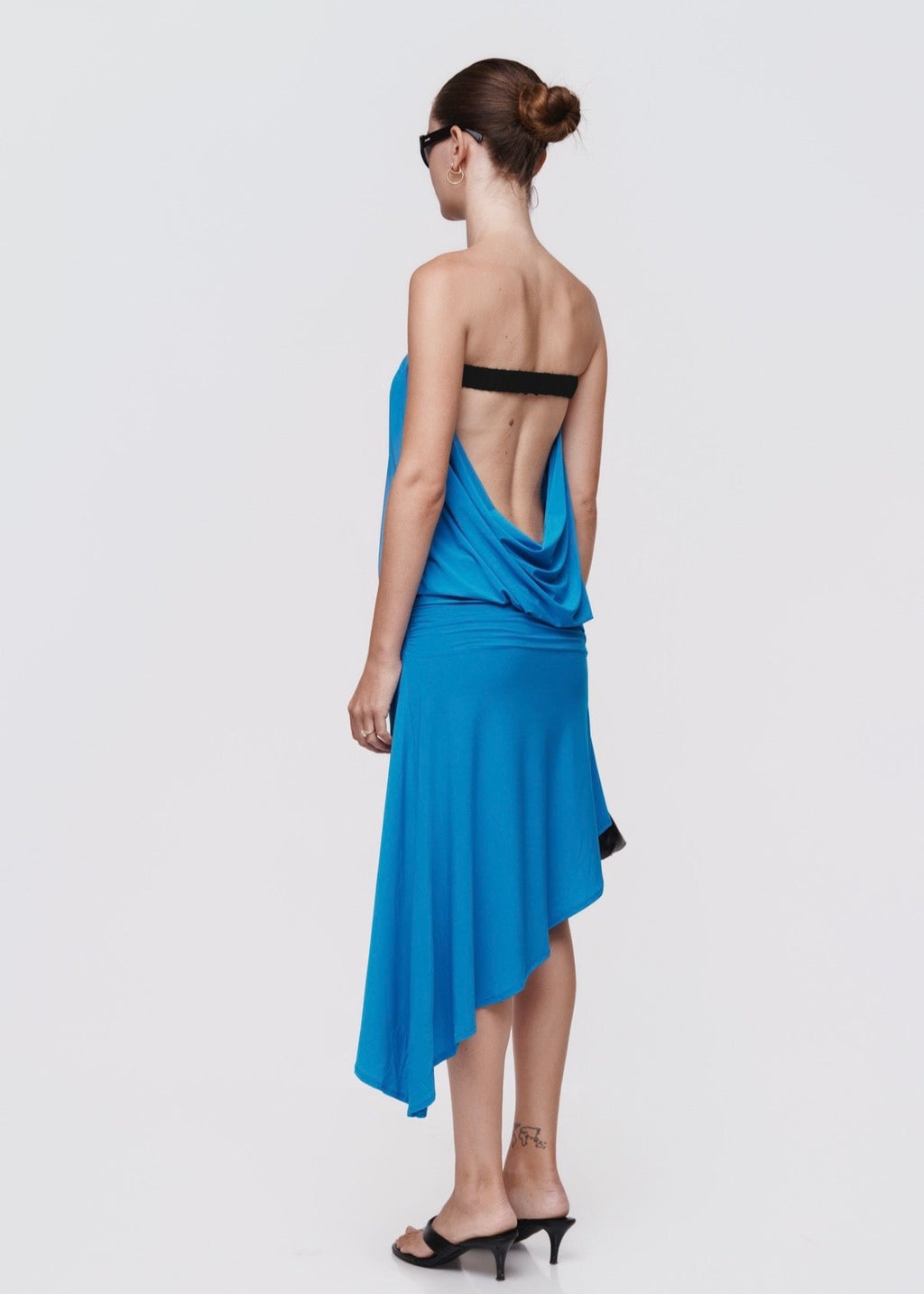 Asymmetric Skirt Set Blue